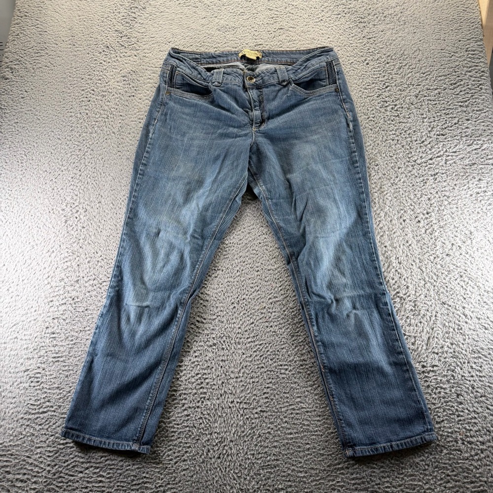 Democracy‎ Jeans Womens 16 Blue Cotton Denim Straight Leg Faded Workwear Stretch